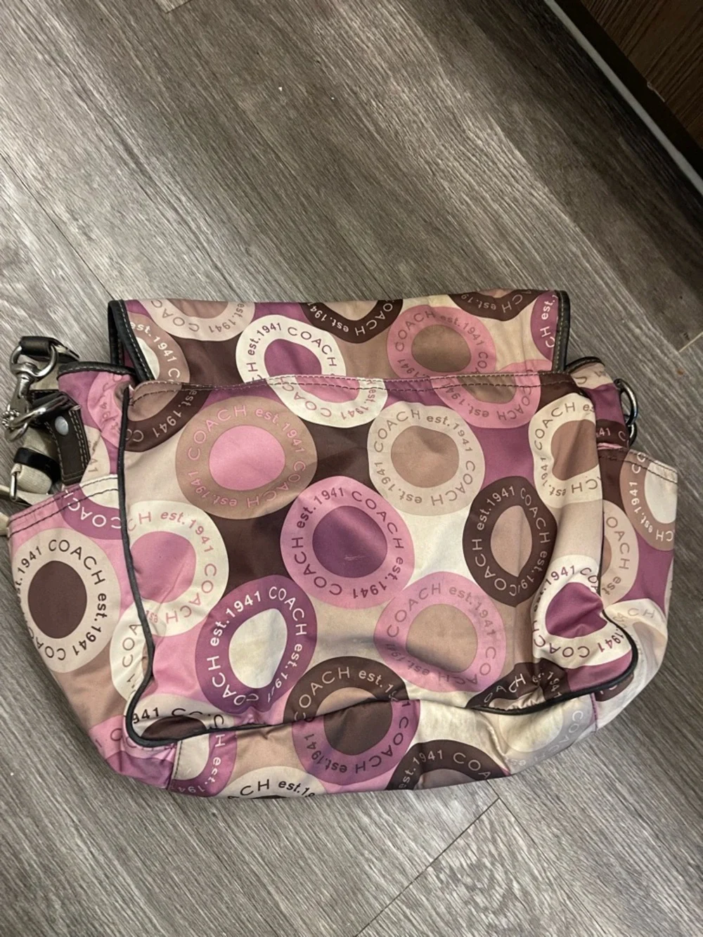 Coach Pink and Cream Crossbody with Leather Trim and Canvas Strap